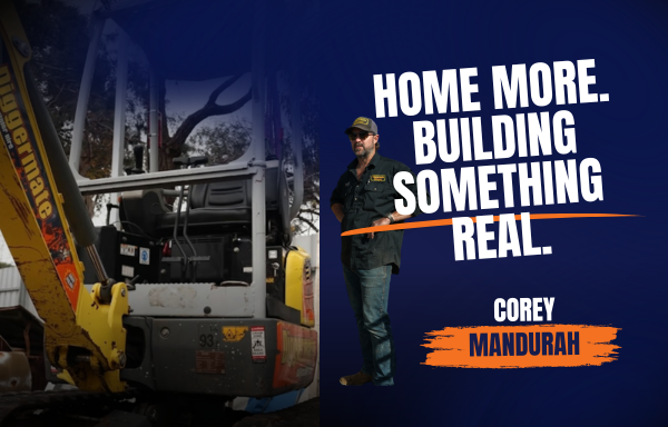 Corey from Diggermate Mandurah discussing family time and franchise support.